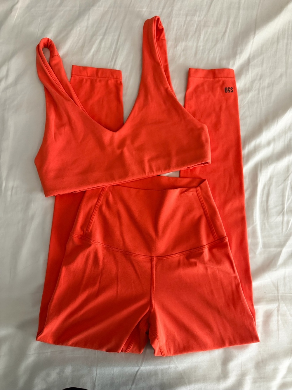 Splits59 orange athletic set sports bra leggings Xs